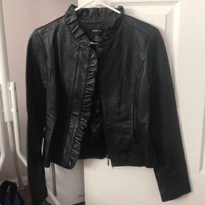 Ruffled Leather Jacket